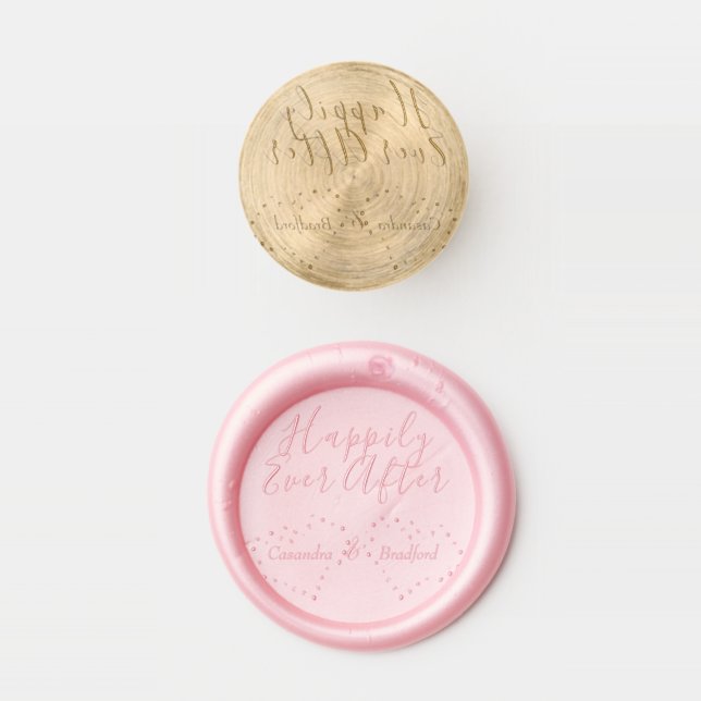 Happily ever After Bride  Groom 2 hearts wedding Wax Seal Stamp (Stamped)