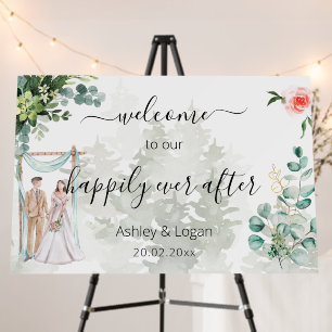 Happily Ever after Bride/Groom Wedding Background Foam Board
