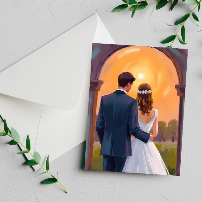 Happily Ever After Bride & Groom Wedding Card (Creator Uploaded)