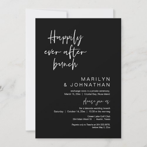 Happily Ever After Brunch Elopement Navy Blue Invitation