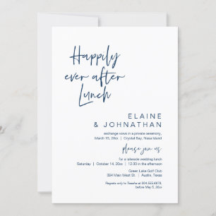 Happily Ever After Brunch, Elopement Navy Blue Invitation
