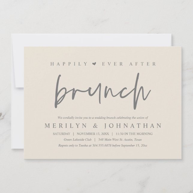 Happily Ever After Brunch Minimalist Wedding Party Invitation (Front)
