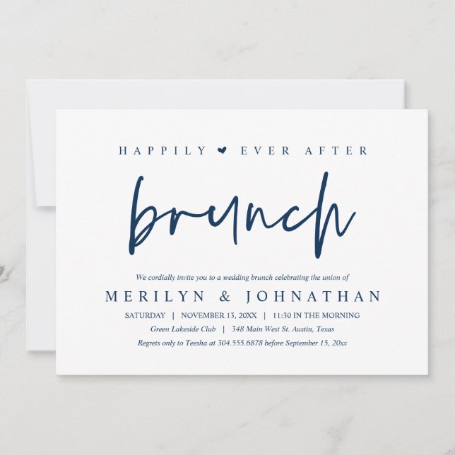 Happily Ever After Brunch Minimalist Wedding Party Invitation (Front)