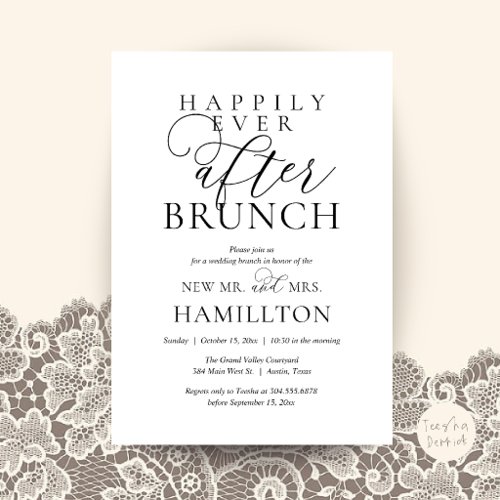 Happily Ever After Brunch Modern Post Wedding Invitation