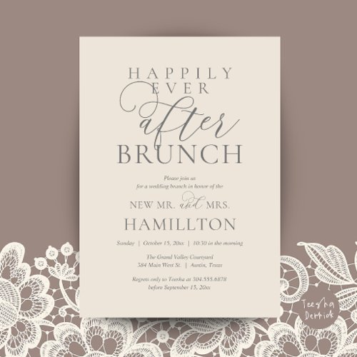 Happily Ever After Brunch Modern Post Wedding Invitation