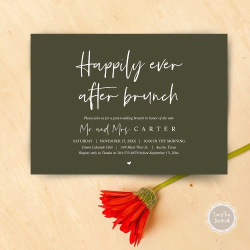 Happily ever after brunch Modern post wedding Invitation