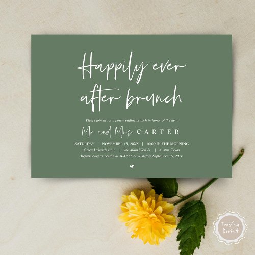 Happily ever after brunch Modern post wedding Invitation