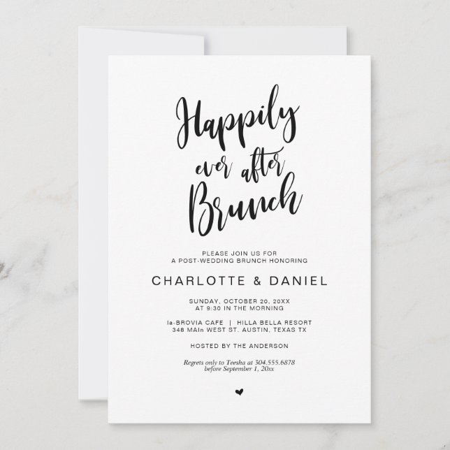 Happily Ever After Brunch, Post Wedding Elopement  Invitation (Front)