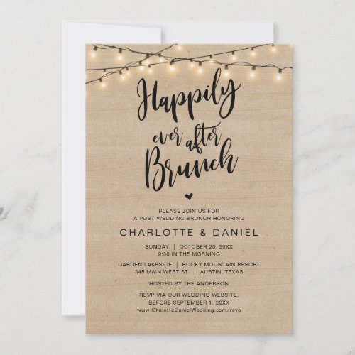 Happily Ever After Brunch Post Wedding Elopement Invitation