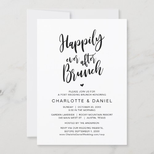 Happily Ever After Brunch Post Wedding Elopement Invitation