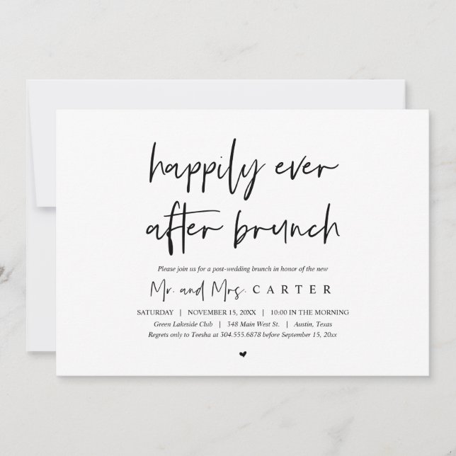 Happily ever after brunch, post wedding invitation (Front)