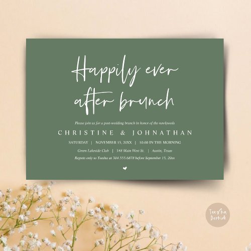Happily ever after brunch post wedding invitation