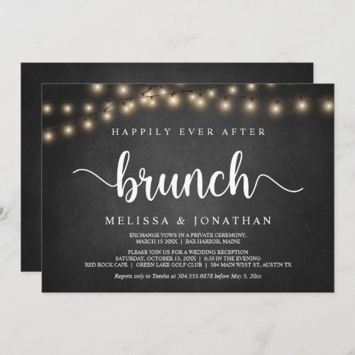 Happily Ever After Brunch String Light Elopement Invitation