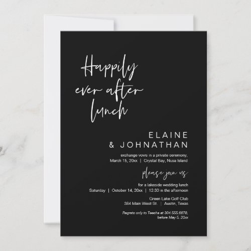 Happily Ever After Brunch Wedding Classy Black Invitation