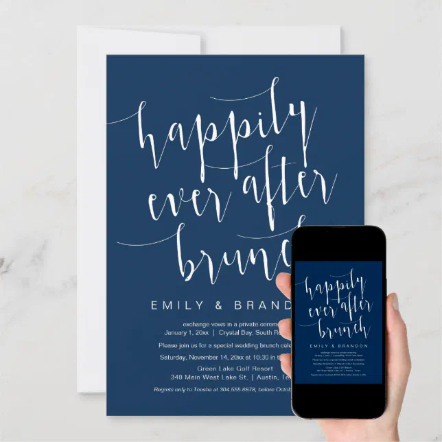 Happily Ever After Brunch Wedding Elopement Invi Invitation Zazzle 3489