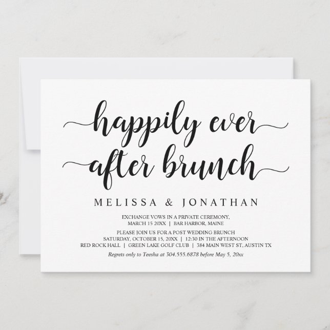 Happily Ever After Brunch, Wedding Elopement Invitation (Front)