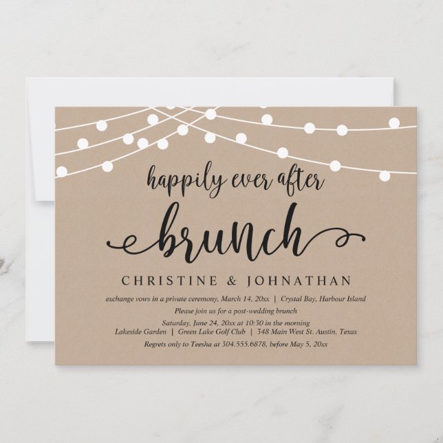 Happily Ever After Brunch, Wedding Elopement Invitation (Front)