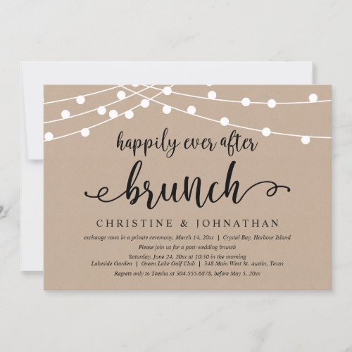 Happily Ever After Brunch Wedding Elopement Invitation