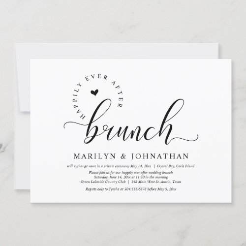 Happily Ever After Brunch Wedding Elopement Invitation