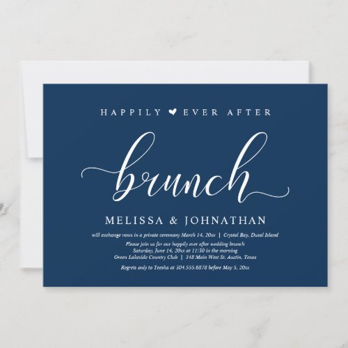 Happily Ever After Brunch Wedding Elopement Invitation