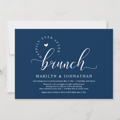 Happily Ever After Brunch Wedding Elopement Invitation