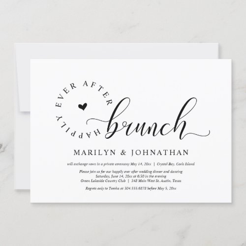 Happily Ever After Brunch Wedding Elopement Party Invitation