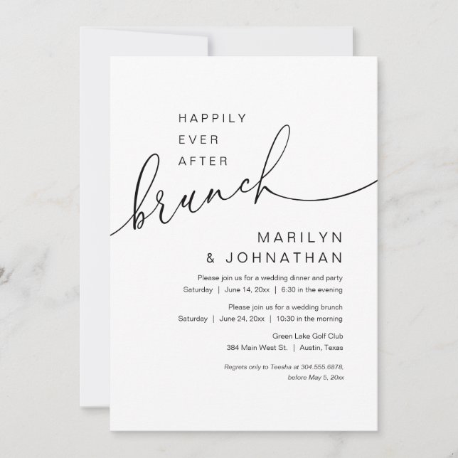 Happily Ever After Brunch, Wedding Elopement Party Invitation (Front)