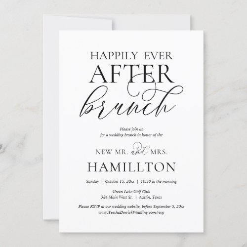 Happily Ever After Brunch Wedding Elopement Party Invitation