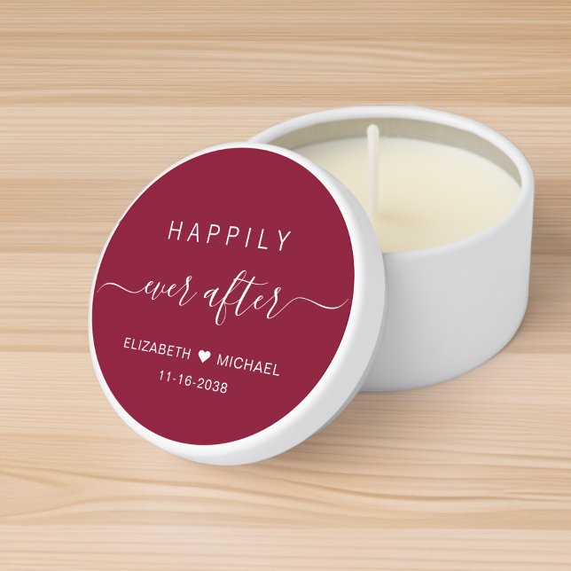 Happily Ever After Burgundy Red Wedding Mini Candle Favors (Creator Uploaded)