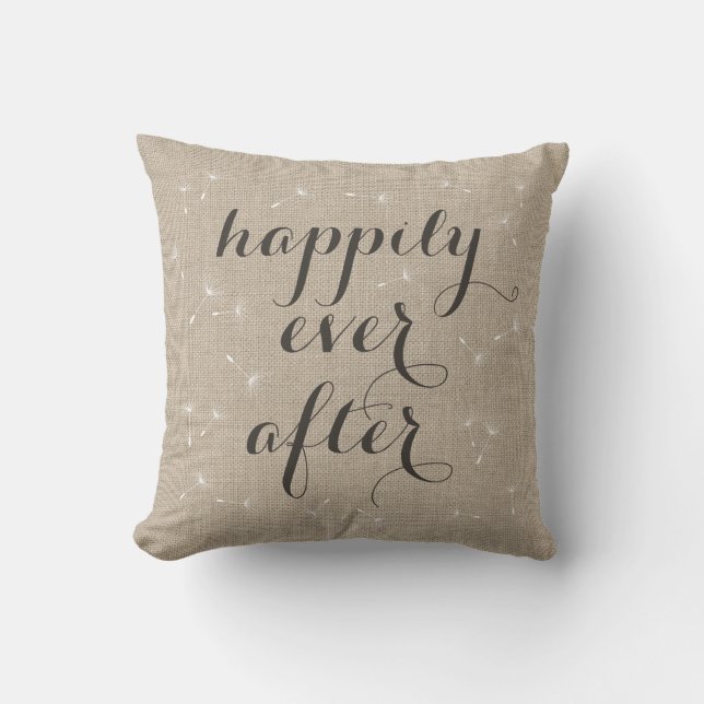 Happily Ever After Burlap Cushion (Front)