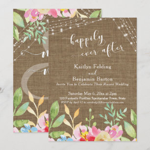 Happily Ever After, Burlap, Flowers & Lights Invitation