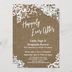 Happily Ever After Burlap Lace Floral Lights Invitation