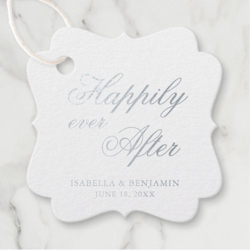 Happily Ever After Calligraphy Silver Foil Wedding Foil Favor Tags