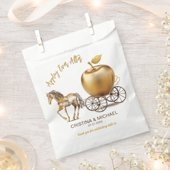 Happily Ever After Caramel Apple Wedding Favor Bag (Clipped)