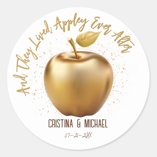 Happily Ever After Caramel Apple Wedding Favor Classic Round Sticker