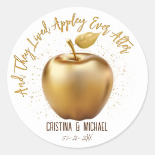 Happily Ever After Caramel Apple Wedding Favor Classic Round Sticker