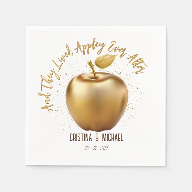 Happily Ever After Caramel Apple Wedding Napkins (Front)