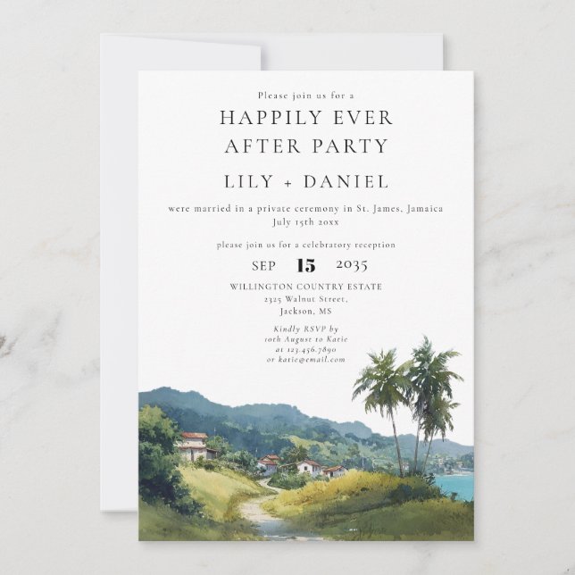 Happily Ever After Caribbean Photo Wedding Invitation (Front)