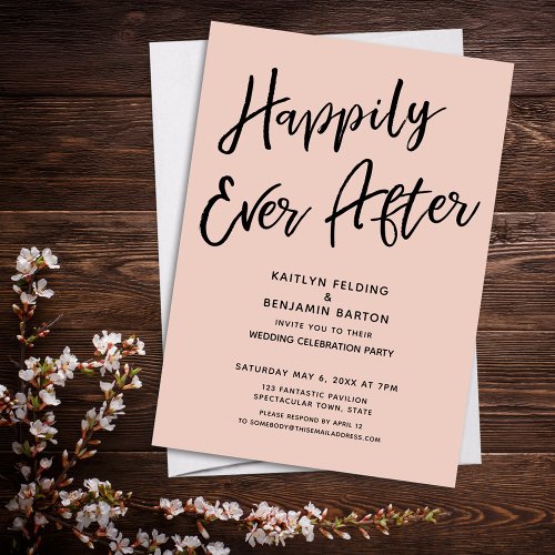 Happily Ever After Casual Post_Wedding Party Blush Invitation