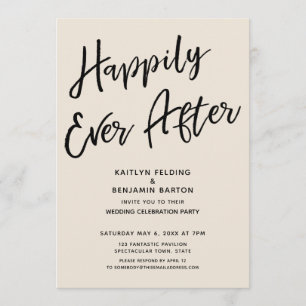 Happily Ever After Casual Post-Wedding Party Cream Invitation