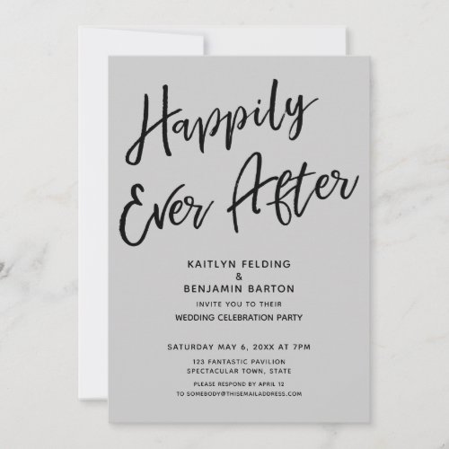 Happily Ever After Casual Post_Wedding Party Gray Invitation