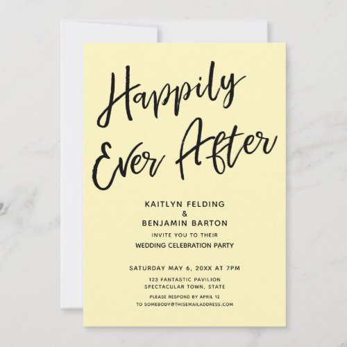 Happily Ever After Casual Wedding Party Yellow Invitation