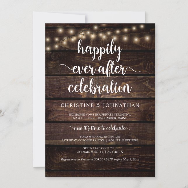Happily ever after celebration, Rustic Elopement I Invitation (Front)