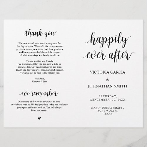 Happily ever after Ceremony Foldable Programs