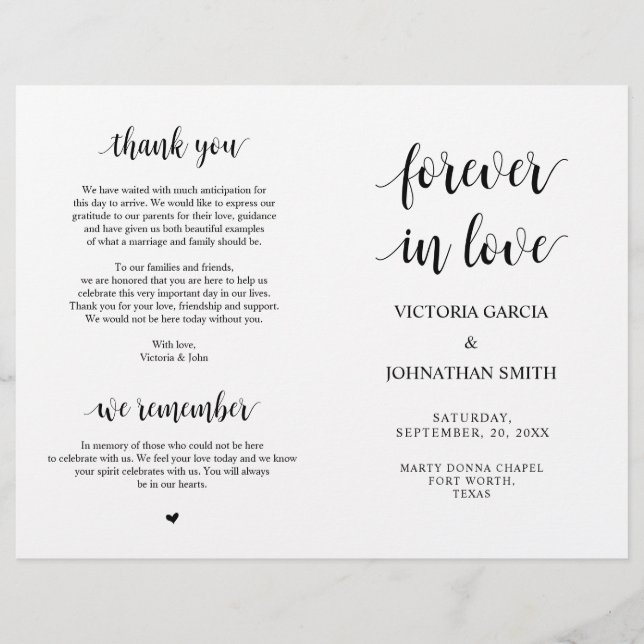 Happily ever after, Ceremony Foldable Programs (Front)