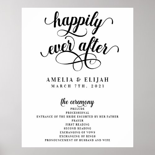 Happily Ever After Ceremony Wedding Program Poster