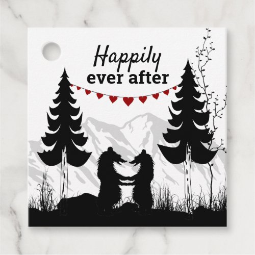 Happily Ever After Charming Mountain Bears Wedding Favor Tags