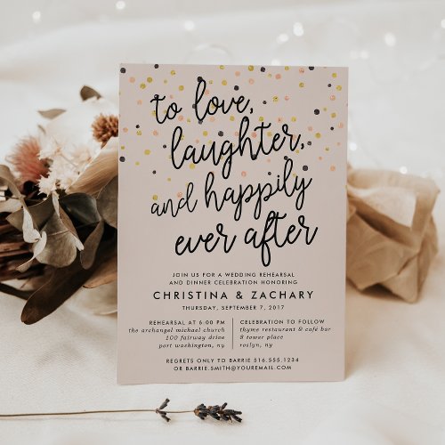Happily Ever After  Confetti Rehearsal Dinner Invitation
