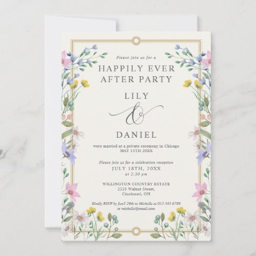 Happily Ever After Country Garden Floral Wedding Invitation