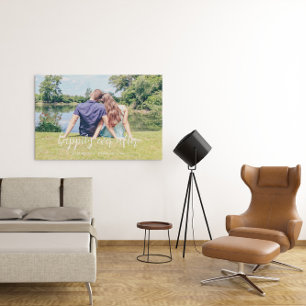 Happily Ever After Couple Photo Faux Canvas Print